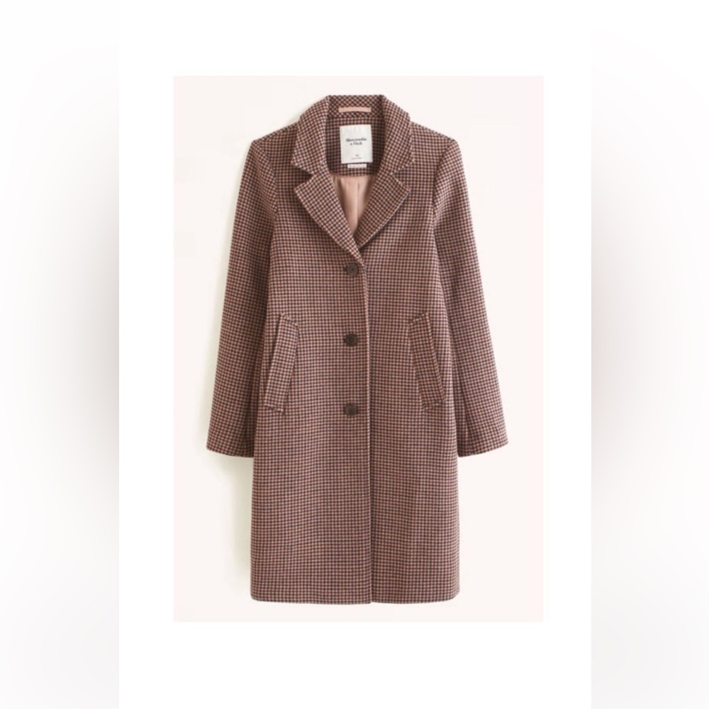 Abercrombie & Fitch Brown Checkered Dad Coat